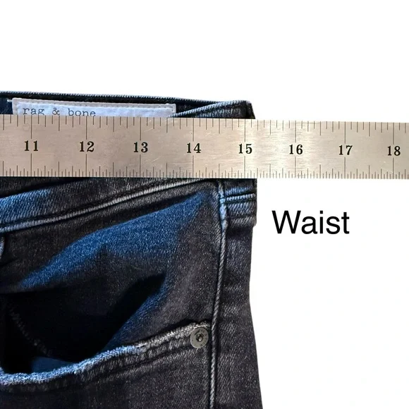 rag & bone Nina High Rise Skinny Jeans Black Distressed Tag 31 Fits 30x26 USA - Picture 9 of 16